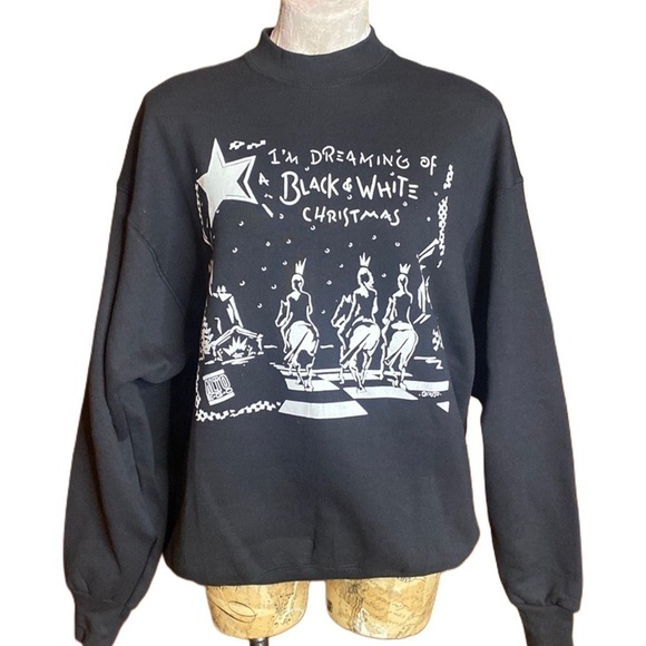 Vintage 80s Sweatshirt I'm Dreaming of a Black & White Christmas 3 kings 
OS - Picture 3 of 13